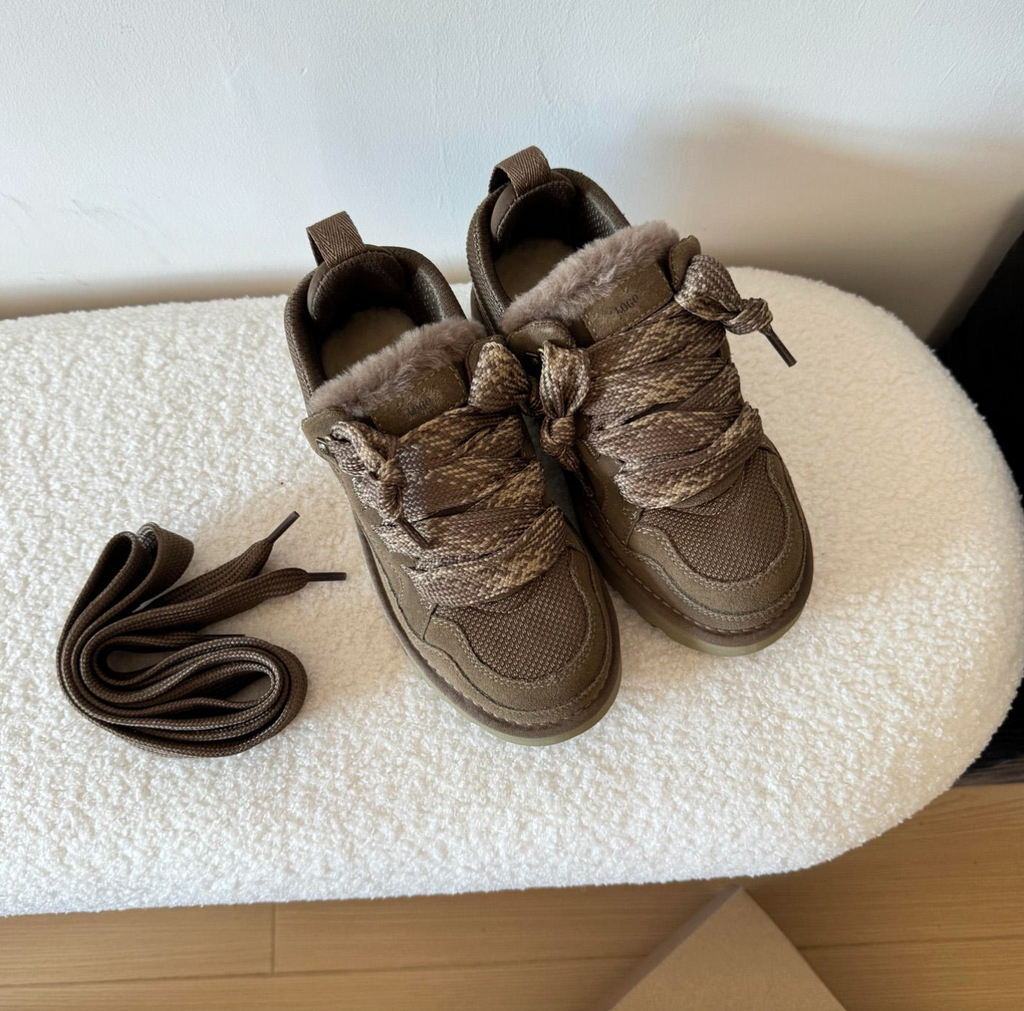 Winter Lace-Up Real Wool Snow Boots