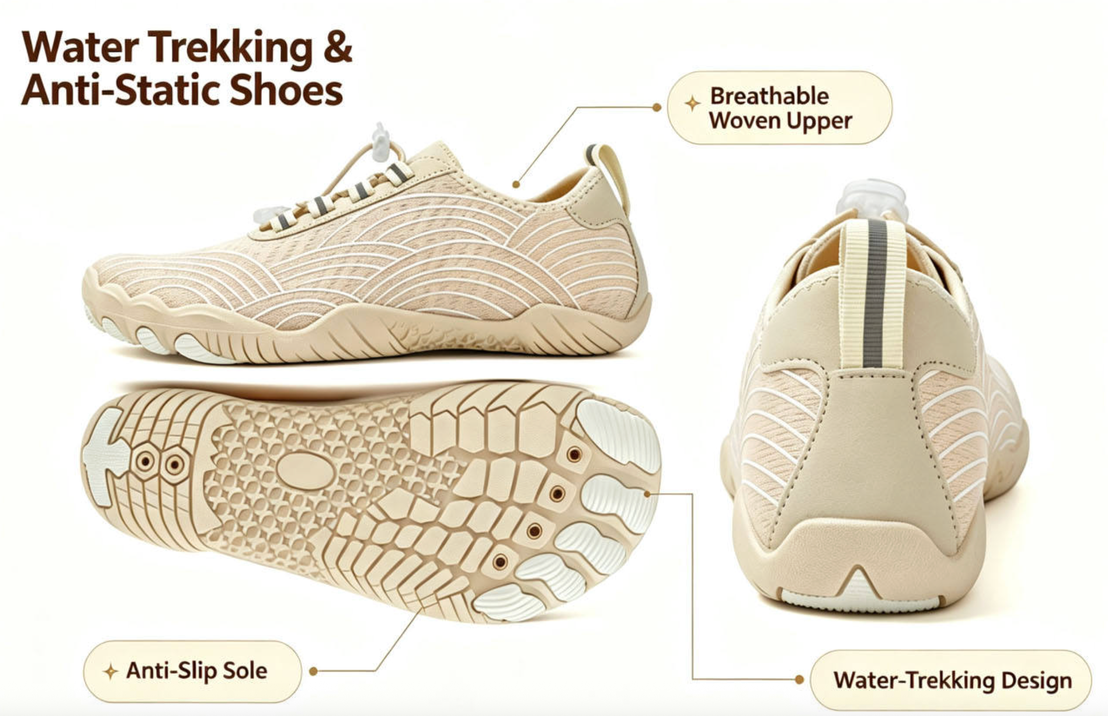 OEM/ODM Barefoot Hiking Shoes – Elastic Woven Upper with Rubber Outsole