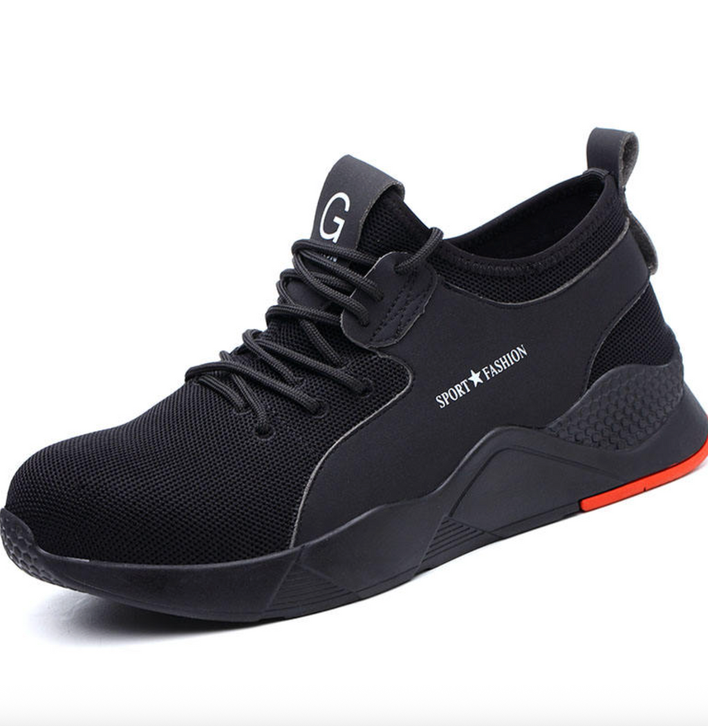 Men’s Black Waterproof Work Boots – Anti-Slip Steel Toe Safety Shoes