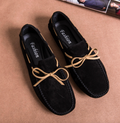 Men’s Genuine Leather Casual Loafers – Flat Slip-On Shoes with Custom Logo