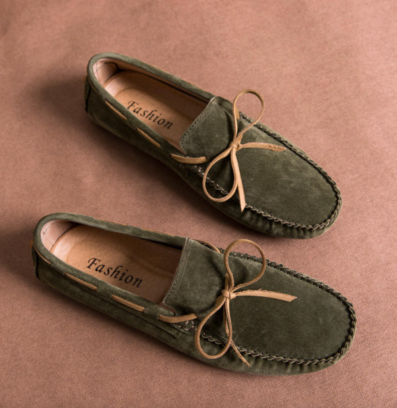 Men’s Genuine Leather Casual Loafers – Flat Slip-On Shoes with Custom Logo