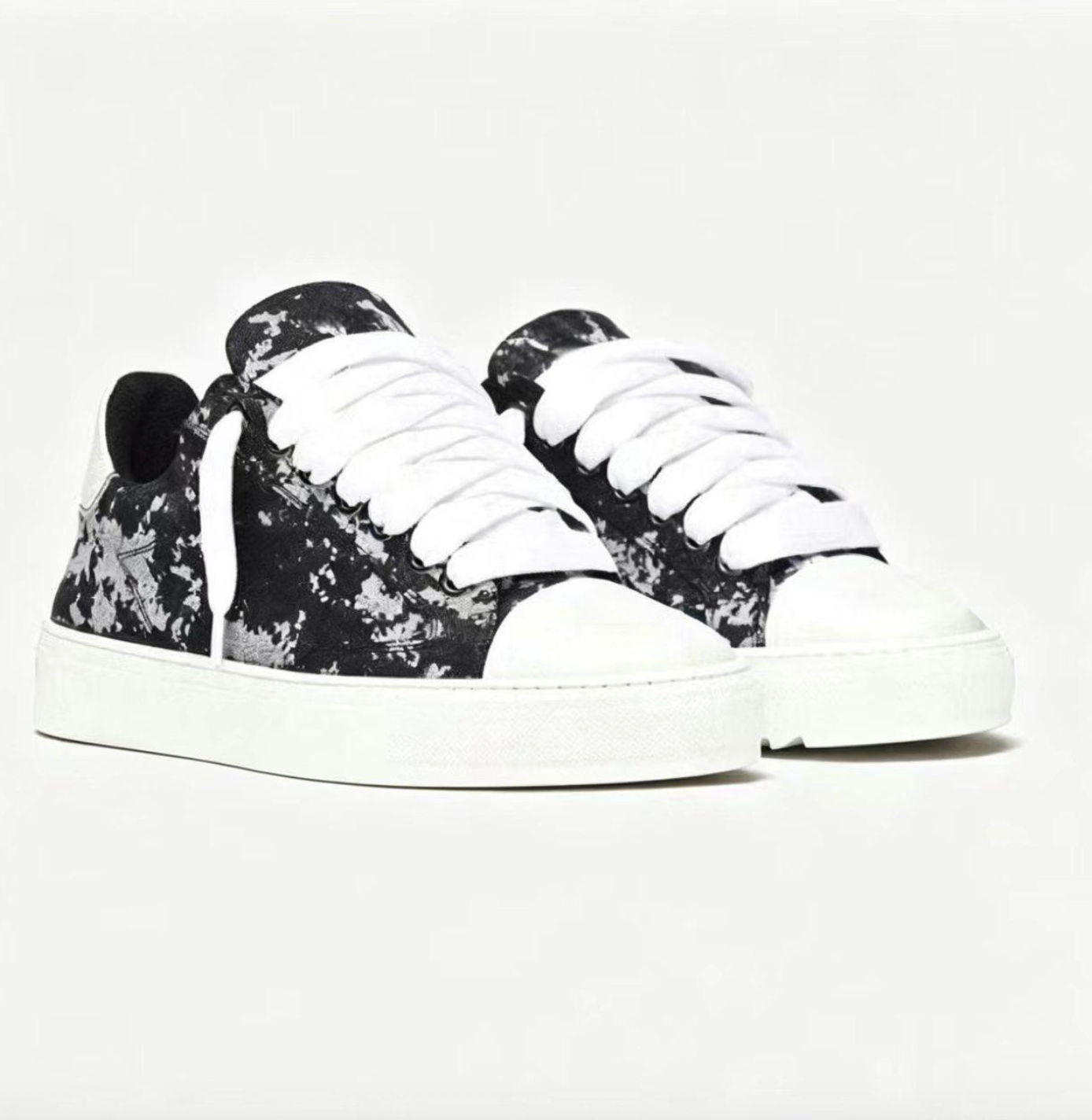 Men’s Breathable Chunky Casual Sneakers – Stretch Fabric Lace-Up Shoes