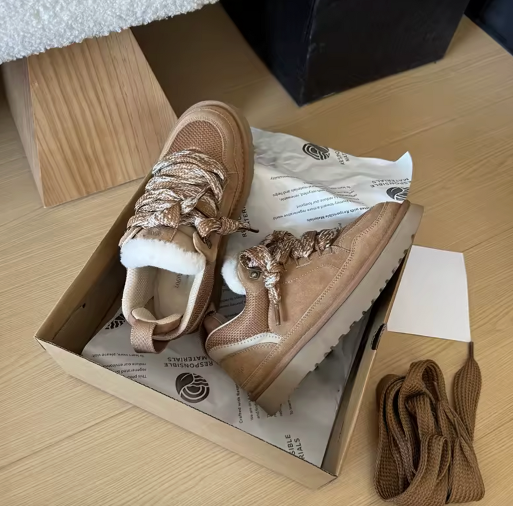 Winter Lace-Up Real Wool Snow Boots