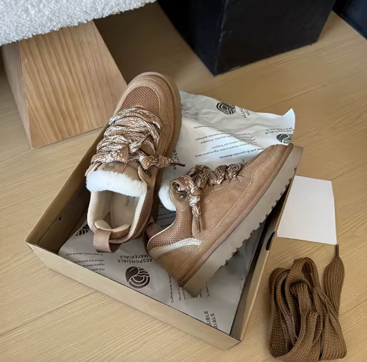 Winter Lace-Up Real Wool Snow Boots