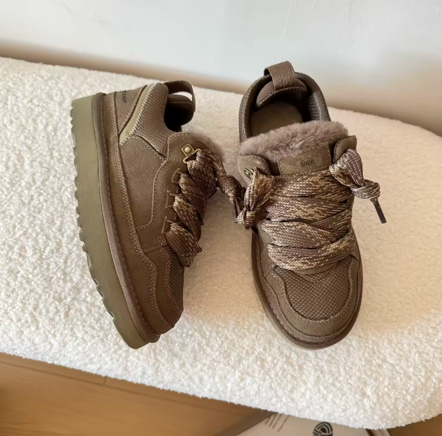 Winter Lace-Up Real Wool Snow Boots