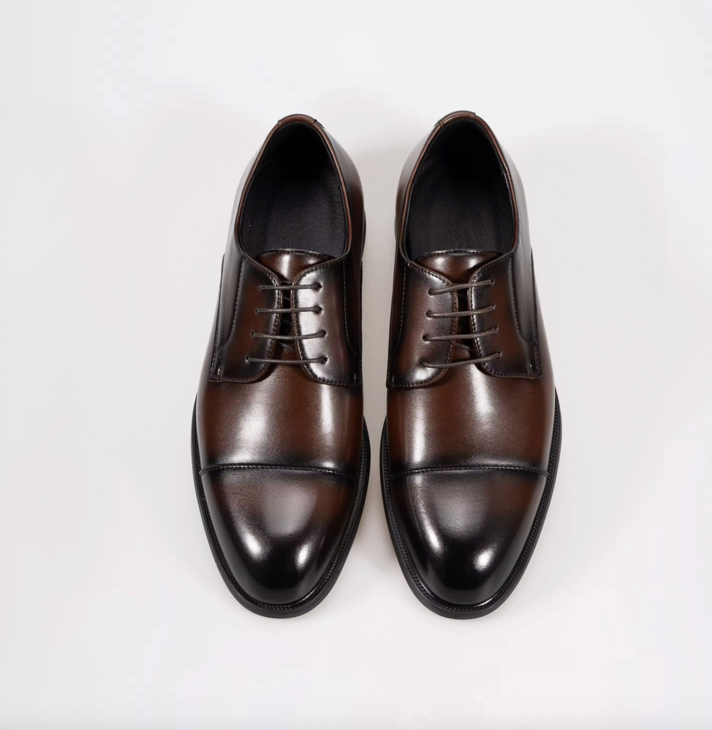 Men’s Genuine Leather Cap Toe Derby Shoes – Formal Business Dress Shoes
