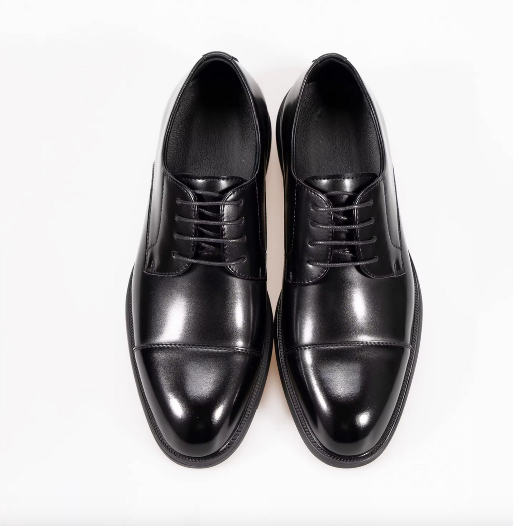 Men’s Genuine Leather Cap Toe Derby Shoes – Formal Business Dress Shoes